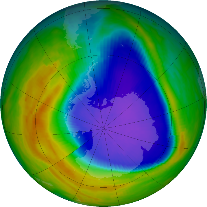 Antarctic ozone map for 09 October 1992